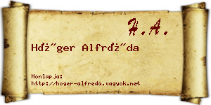 Höger Alfréda névjegykártya
